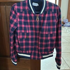 Tanya Taylor pink and blue plaid jacket